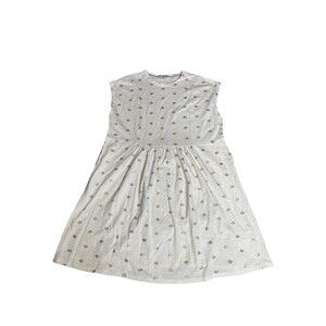 Boden Jersey T Shirt Dress - Ivory/Gold Foil Print Women's Size 10